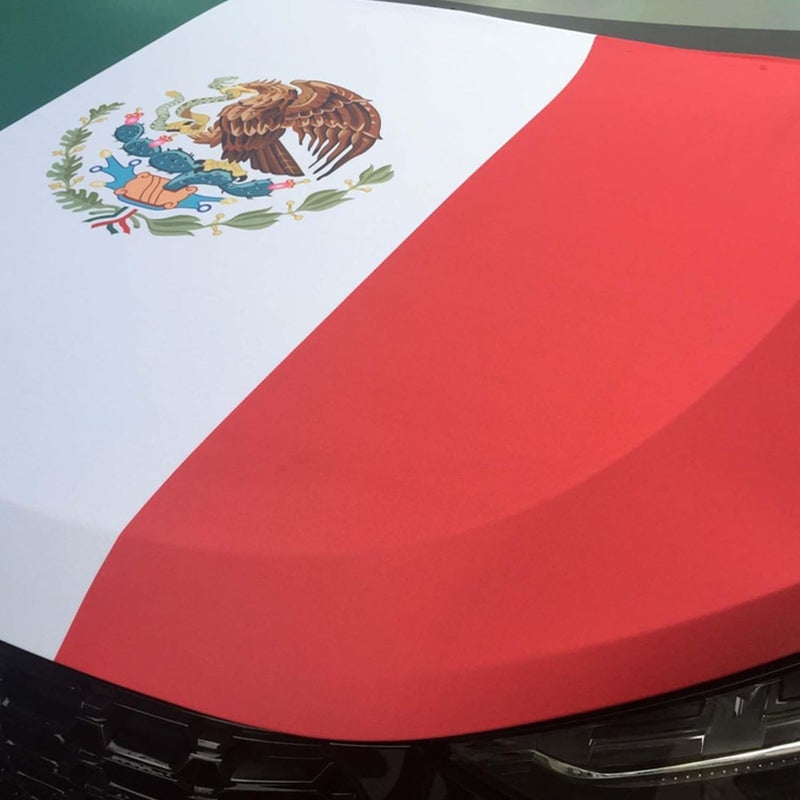 TSY TOOL Mexico Car Hood Cover, Flag 4x5ft Car Bonnet Banner, Universal Fit, Elastic Polyester, Stretchable, Patriotic Automotive Hood Covers, Mexicans Patriot Gifts - Image 2